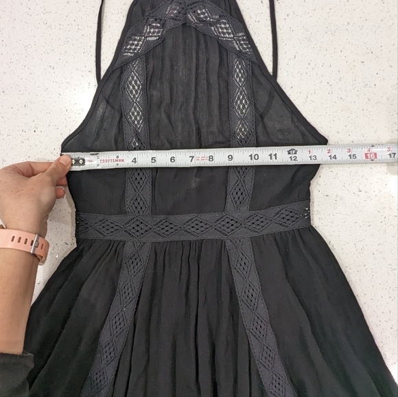 Intimately by Free People Black Gauze Chemise Dress Halterneck Sleeveless XS - Picture 5 of 11